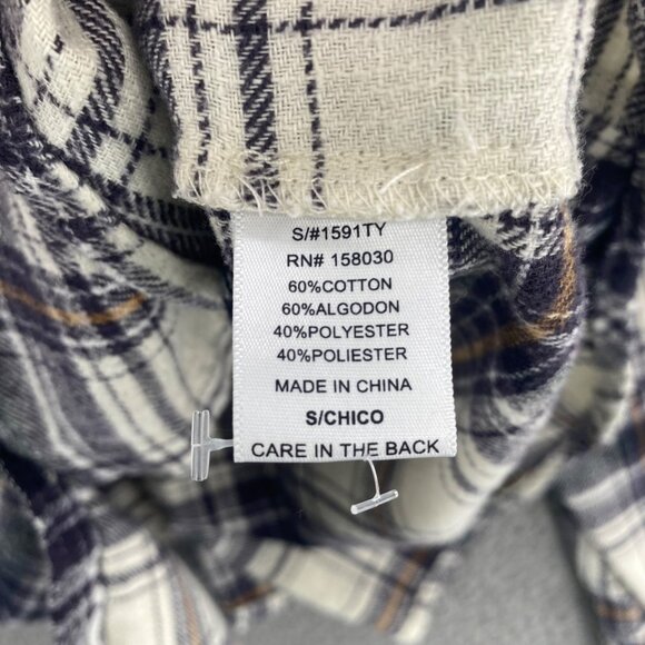 Love Tree Shirt Womens Small Navy Plaid Flannel Button Up Collared Long Sleeve - Picture 6 of 10